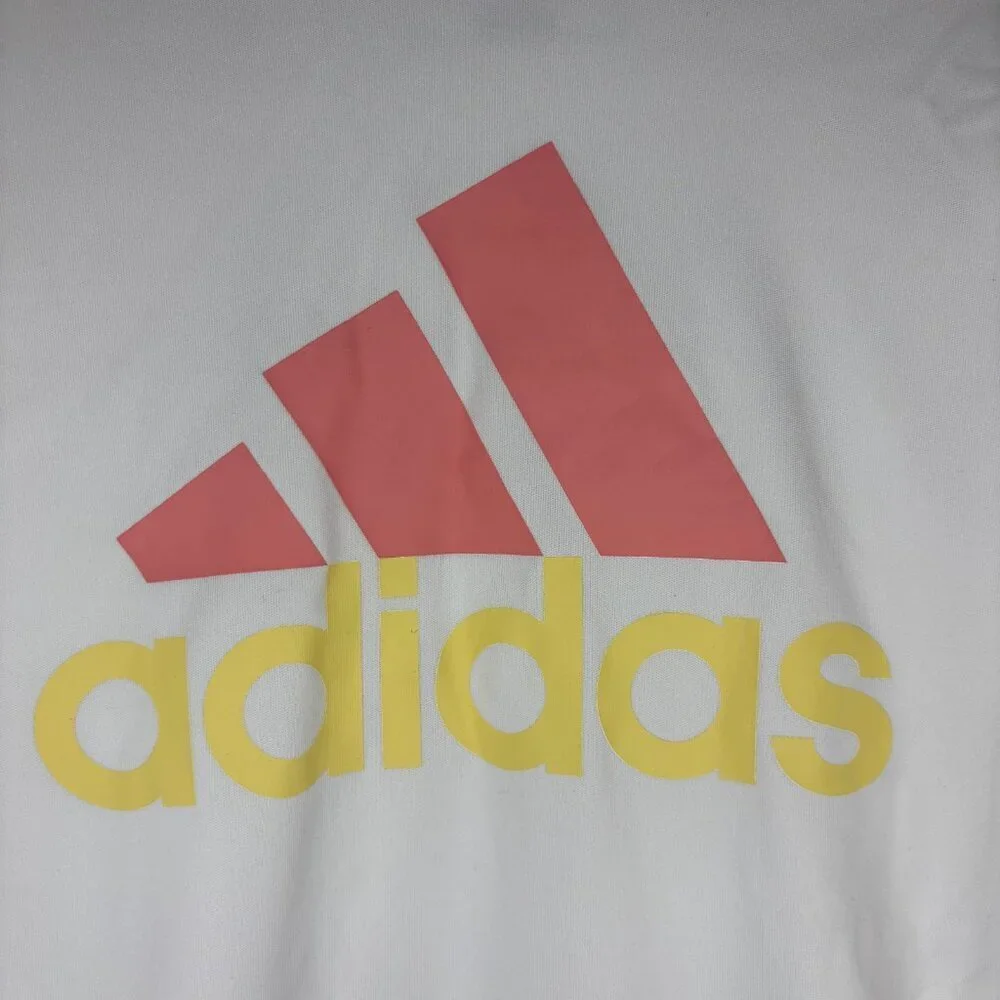 ADIDAS NEW Short Sleeve Tee Girls S(7/8) Aeroready Pink Yellow Crew Neck Reg Fit
